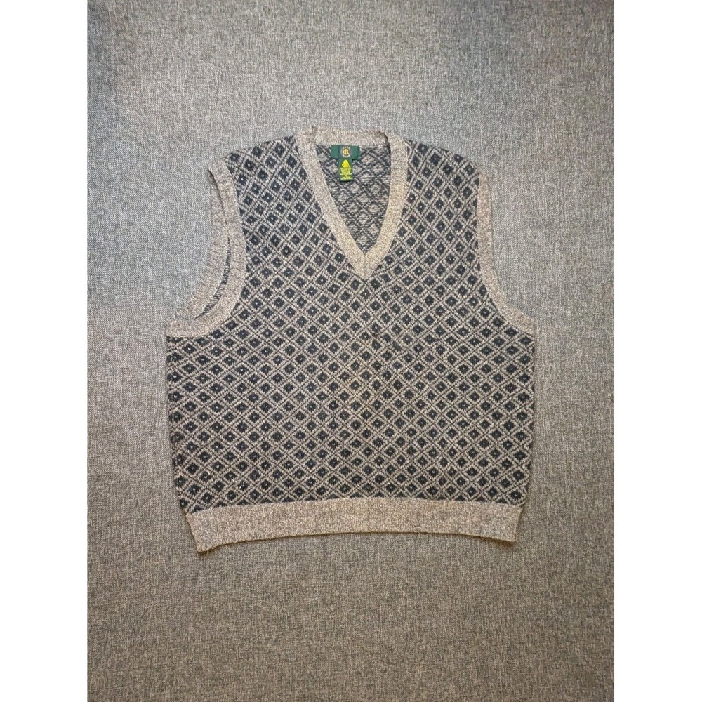 Vintage Club Room Shetland Wool Vest Men's XL Multicolor Pattern V Neck‎